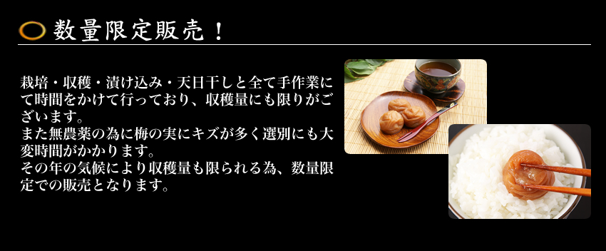 南高梅干し通販専門店の4年かけて作った自然農法・無農薬梅干し/無添加梅干し